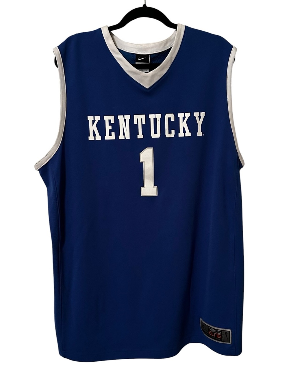 Nike Elite Blue White University of Kentucky Wildcats Basketball Jersey #1 XL